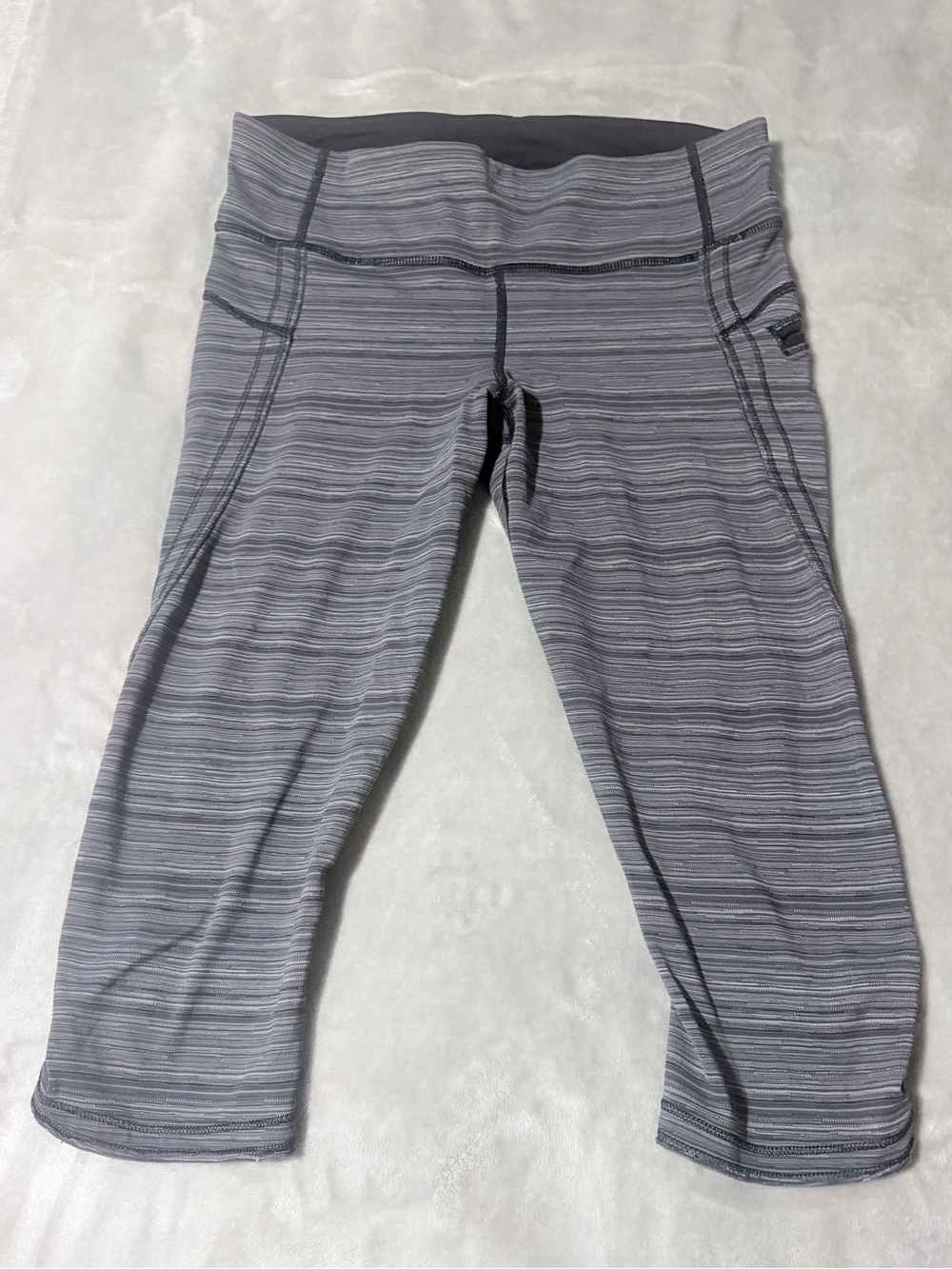 lululemon athletica Gray Striped Crop Leggings